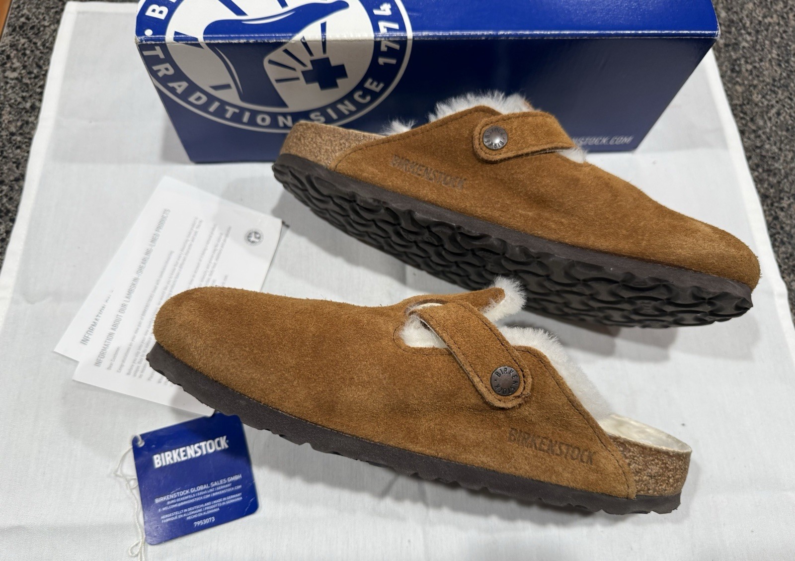 Birkenstock Boston Shearling shoes/clogs – Brown, Women’s Size 8 IN BOX