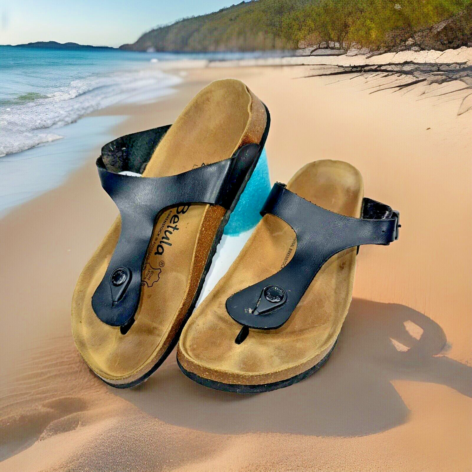 Betula Birkenstock Gizeh Women’s Size EU 36 US 5 Black Leather Flip Flop Sandals
