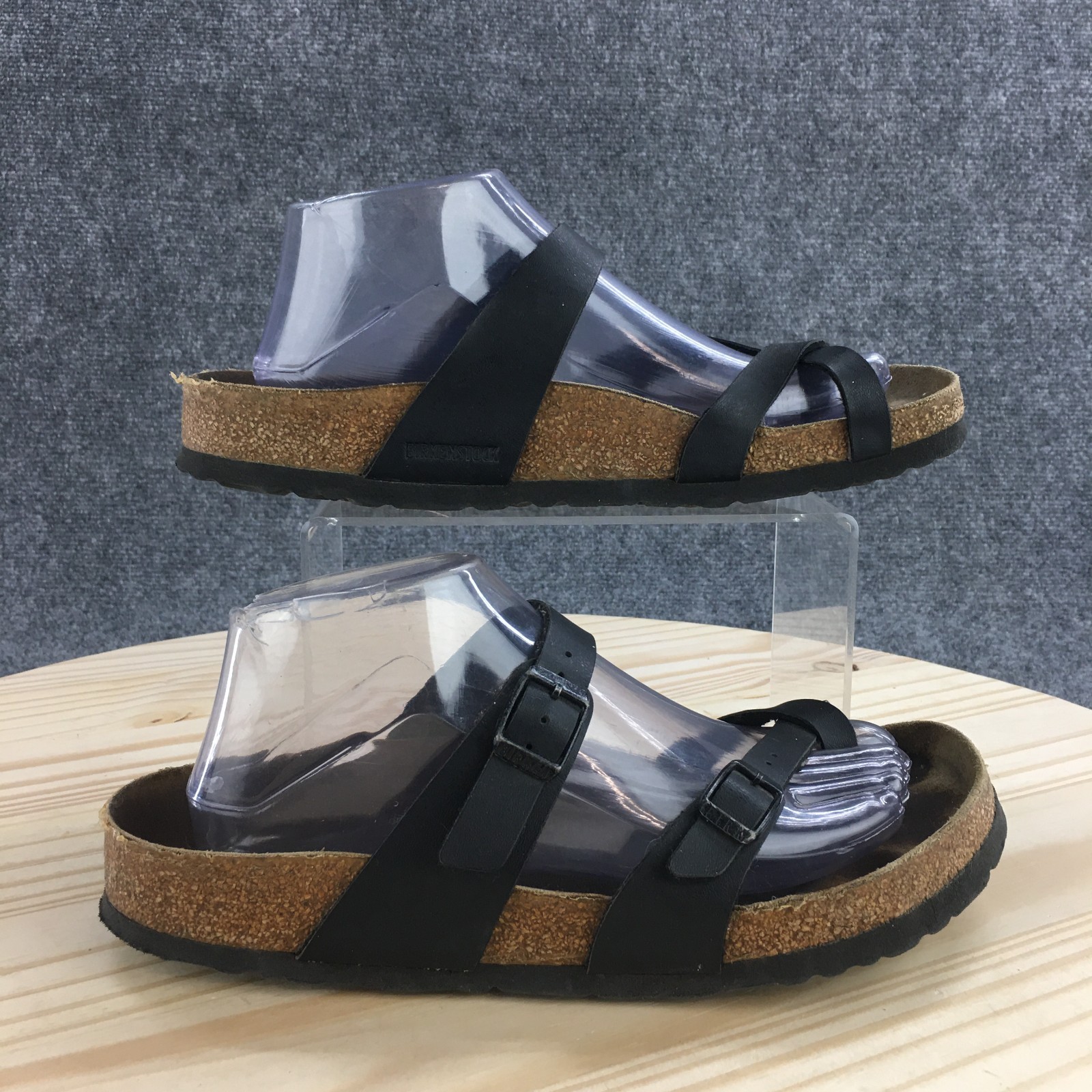 Birkenstock Mayari Sandals Womens 40 Black Birko-Flor Toe Loop Double Buckle