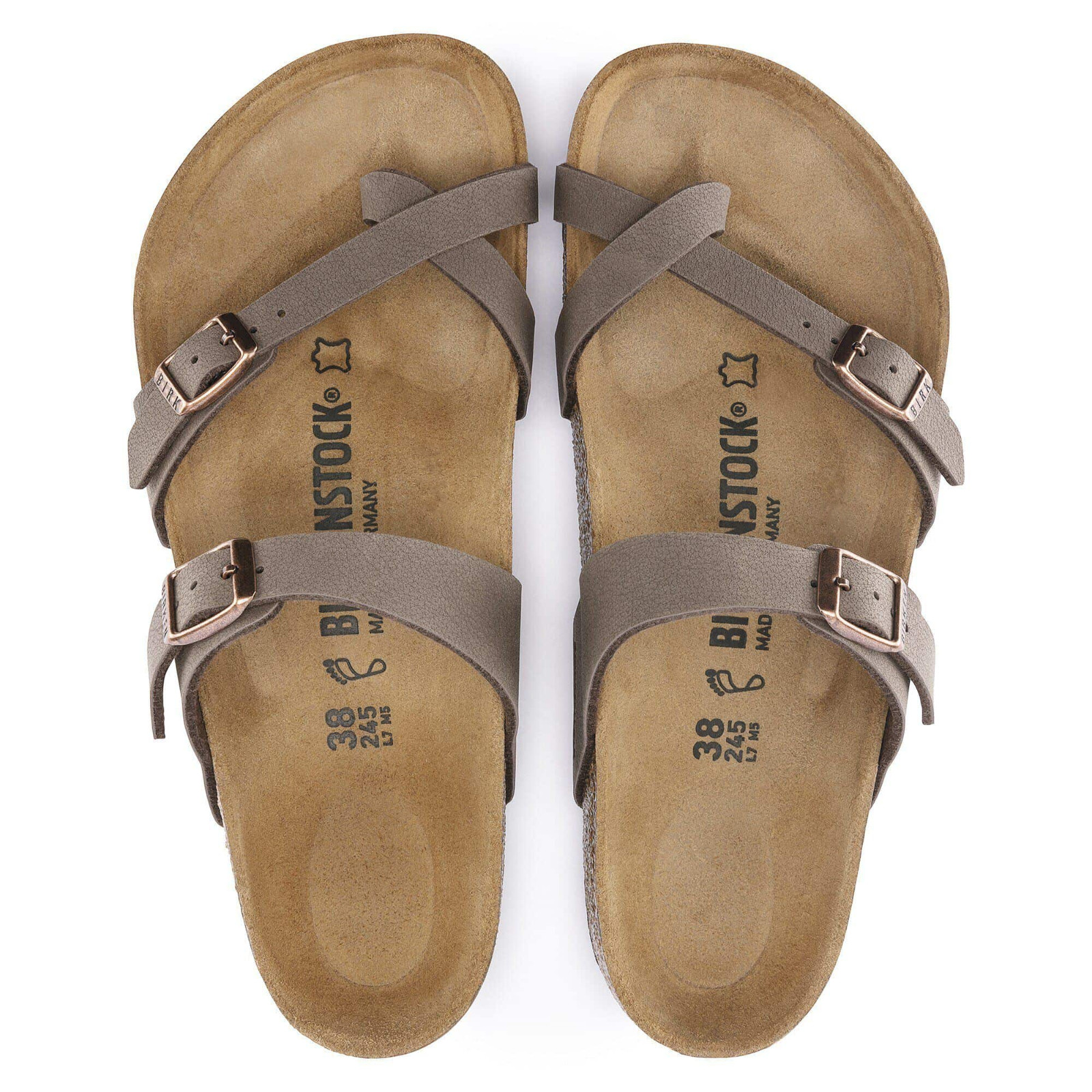 New with Box Birkenstock Mayari Birkibuc Mocha Birko-Flor Sandals Unisex Shoes