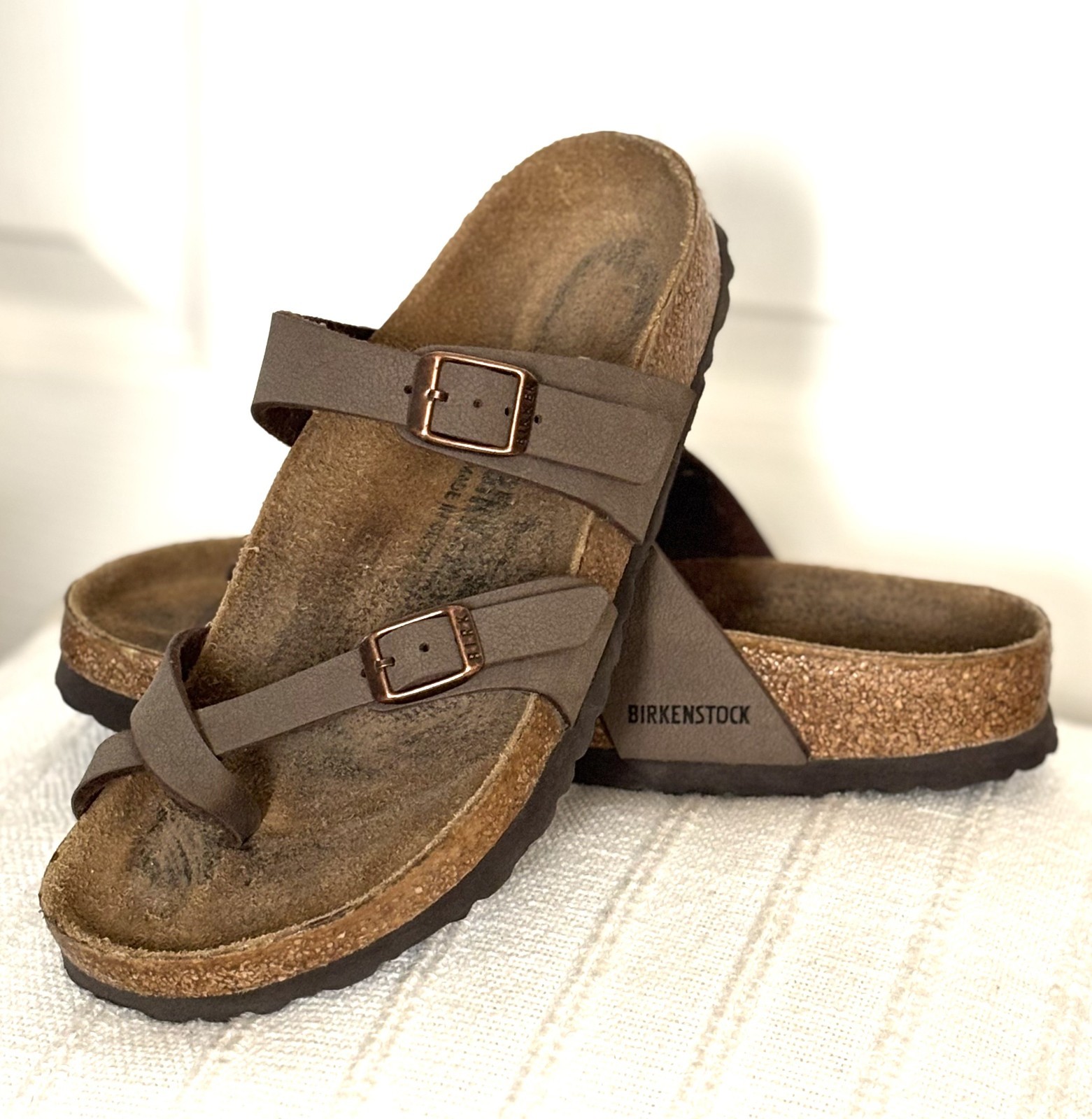 BIRKENSTOCK Mayari Women’s Sz 37 Brown Sandals Leather Strappy Thong