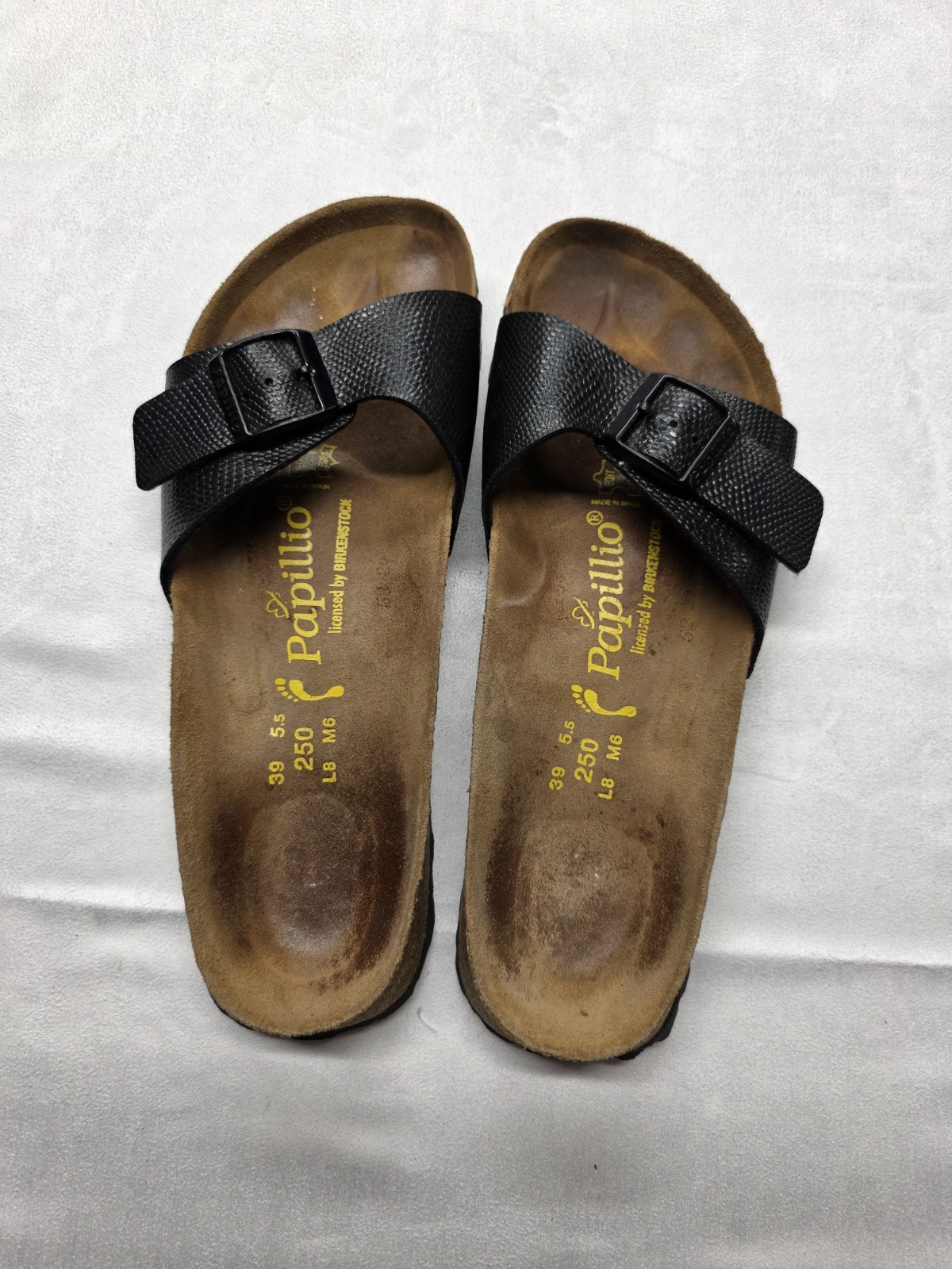 Birkenstock Papillio Madrid Sandals Unisex M6/W8 Black Birko-Flor Slip On Slide