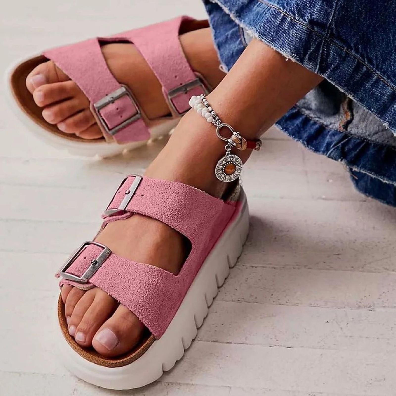 NWT! BIRKENSTOCK PAPILLIO PLATFORM SUEDE SANDALS!