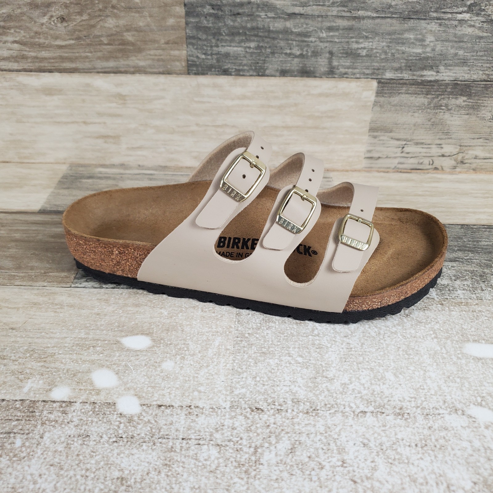Birkenstock Florida BS Slide Sandals Womens Sz 5 Sandcastle Birko-Flor Slip On