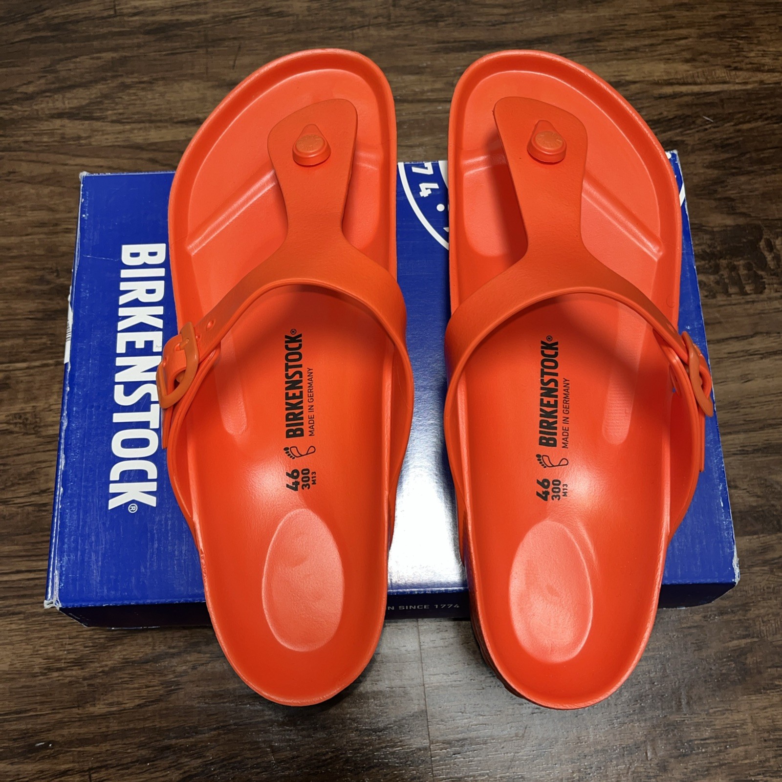 Birkenstock Gizeh EVA Flame Orange Thong Sandals EU 46 US M 13 New In Box