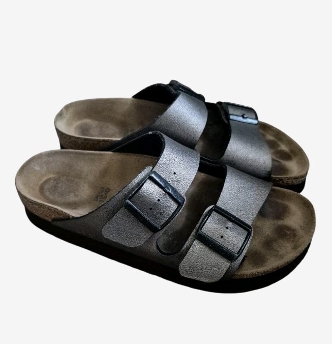 Birkenstock Papillio Arizona Platform Sandals Metallic Mocha Brown 39 9 PAP Flex