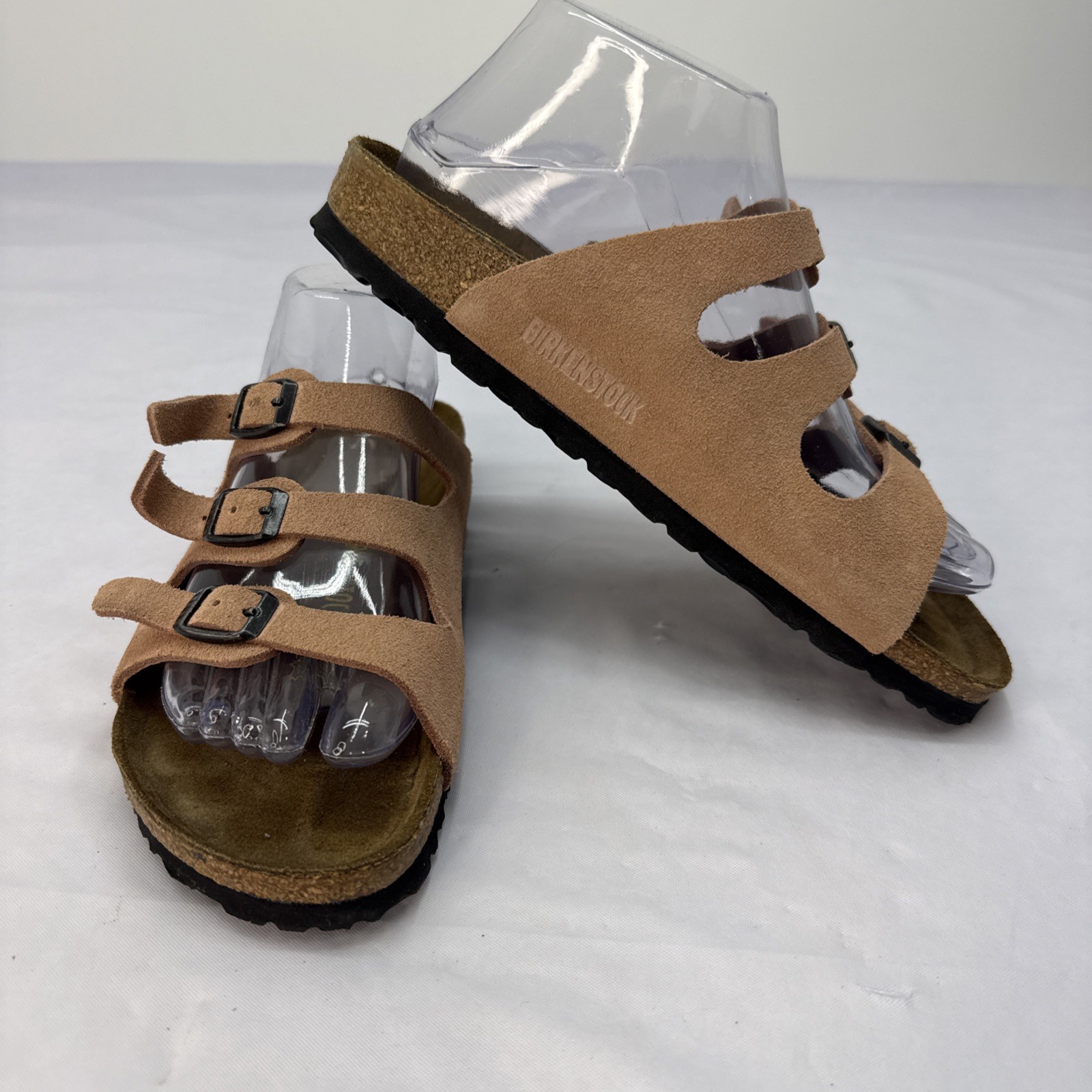 Birkenstock Florida Pink 3 Strap Sandals Leather  Nubuck Flip Flop 38 / 7