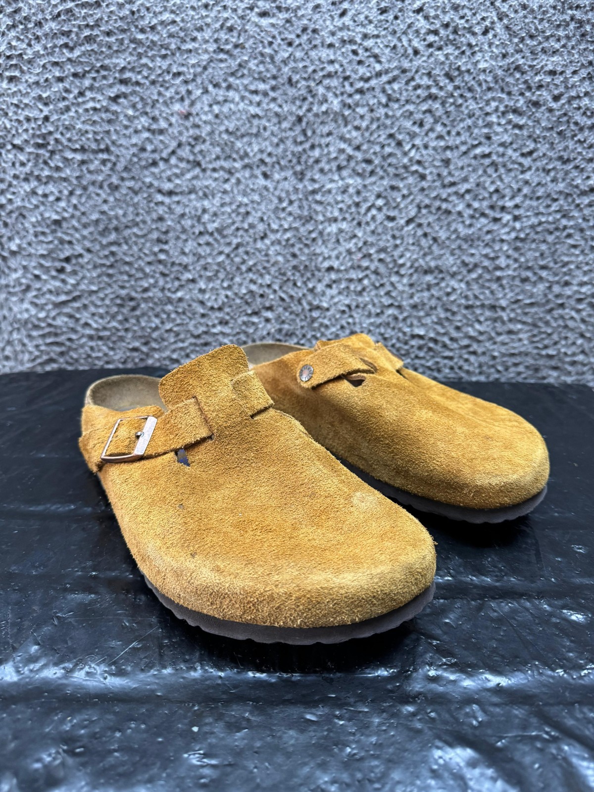 Birkenstock Boston Soft Footbed Suede Slip On Clogs Mink Mens Size 45 EU
