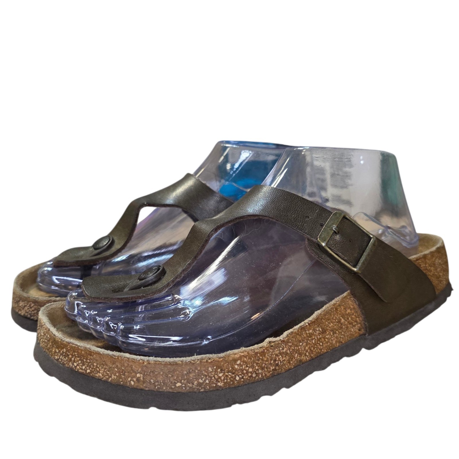 Birkenstock Gizeh Sandals 38 EU Women’s Brown Gold Leather Cork Footbed Thong