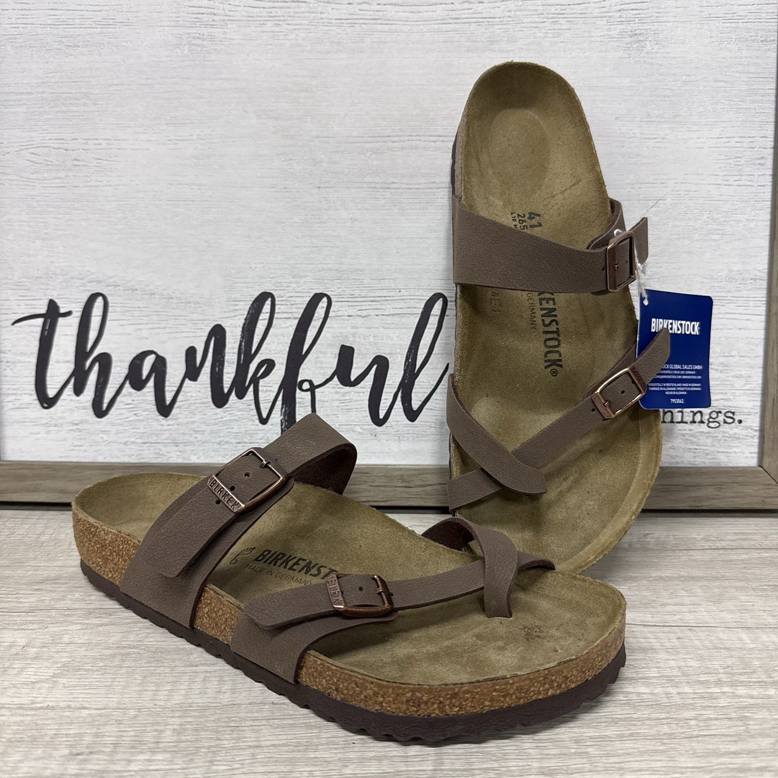 Birkenstock Mayari Mocha Birkibuc Sandals 41 US 10 Reg Wide Toe Loop