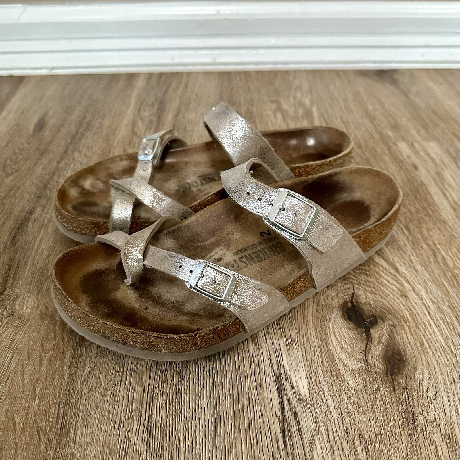 Birkenstock Mayari Leather Washed Silver Sandal Women’s US 10 EU Size 41 Regular