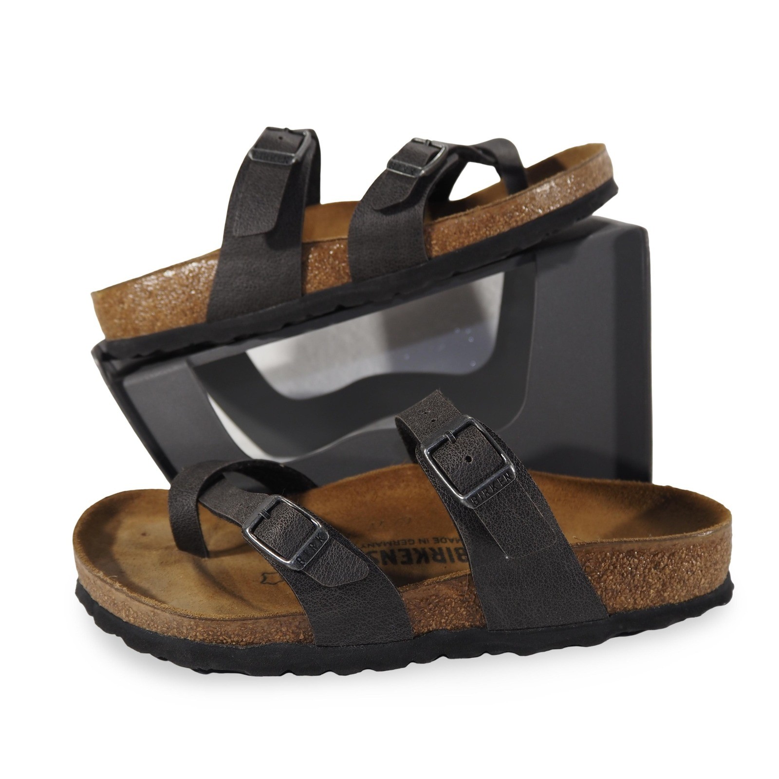 Birkenstock Mayari Sandals Women 5 Mocha Birko-Flor Strappy Cork Footbed 36
