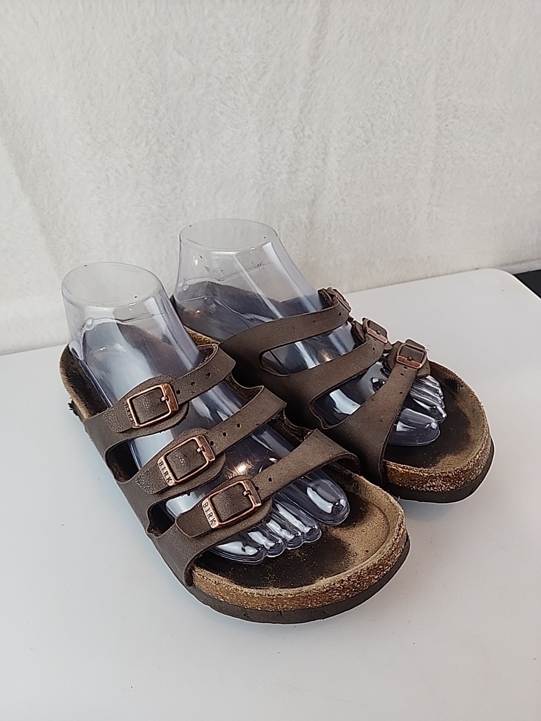 Birkenstock Florida Sandals Women’s 7 Size 38 EU Brown Leather Slip On Shoes