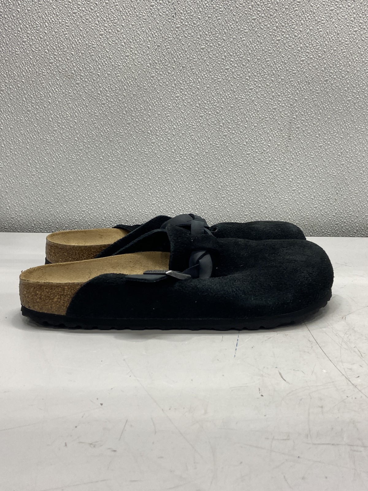 Birkenstock Boston Clogs Braided Unisex Size W10 M8 Black Suede Casual Slip On