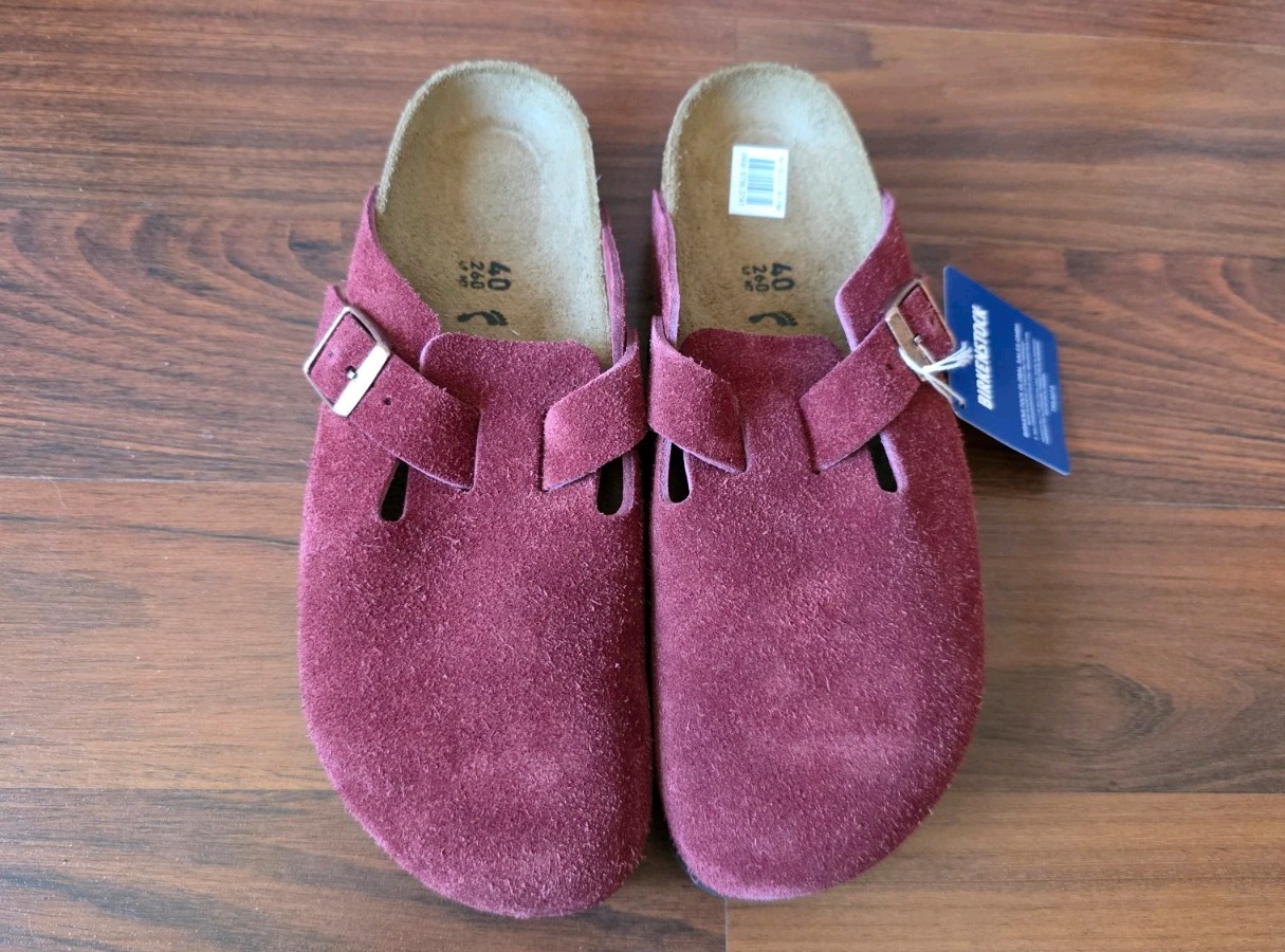 Birkenstock Boston Suede Leather  Zinfandel Men’s size  7 Women’s Size 9