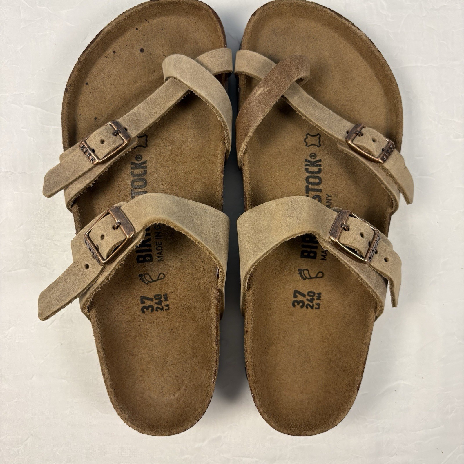 Birkenstock Mayari Tobacco Brown Oiled Leather Criss Cross Sandal EU 37 US 6-6.5