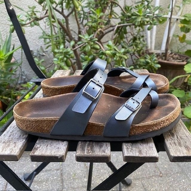 Birkenstock Mayari Sandals Women’s Size 7 Metallic Gray Birkibuc Cork Footbed