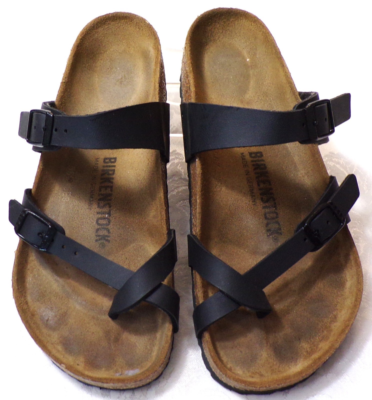 Birkenstock Mayari Black Birko Flor Double Strap Thong Sandals Size 7