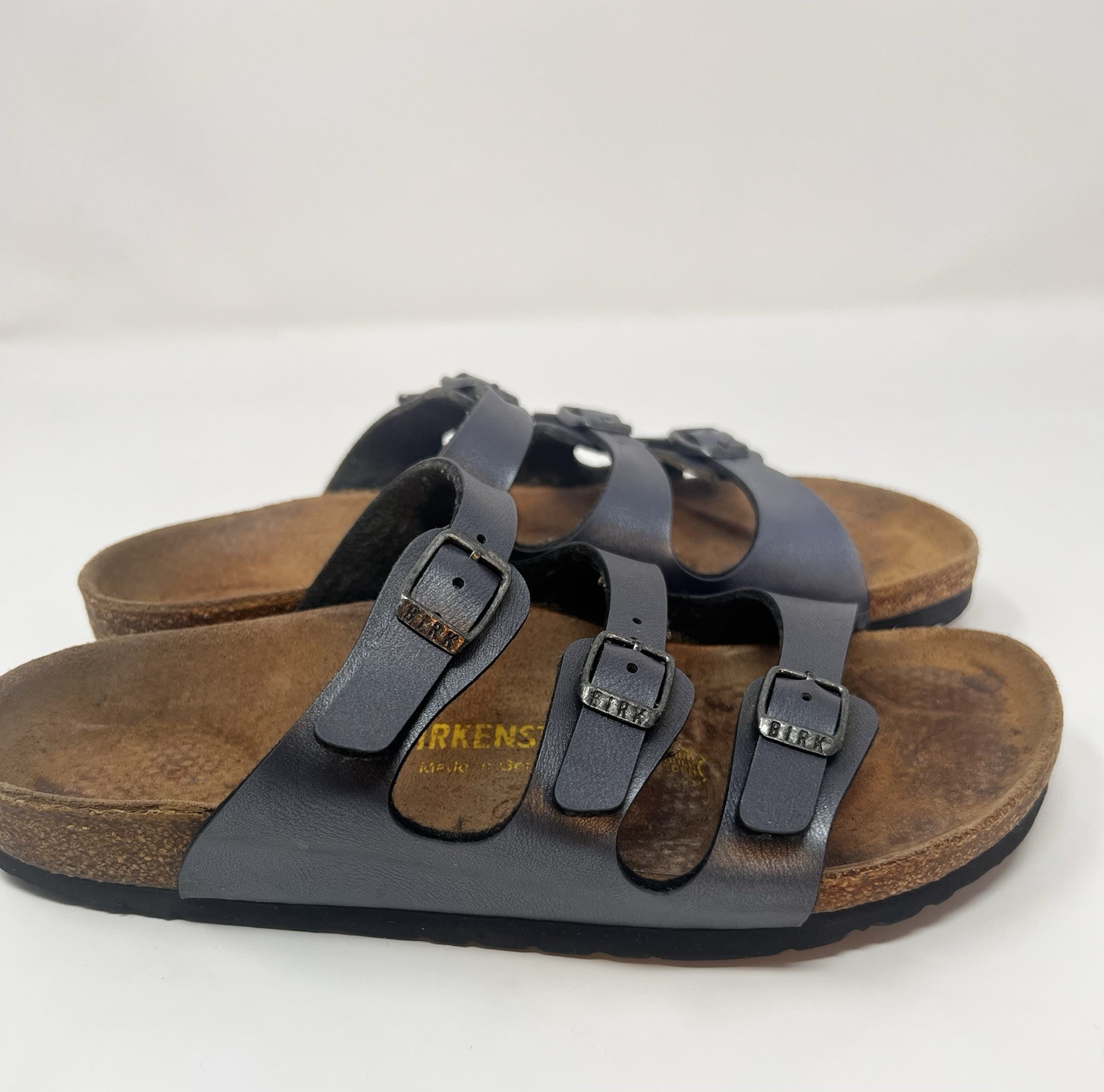 Birkenstock Florida Women’s 38 Sandals MIDNIGHT BLUE Metallic Triple Strap