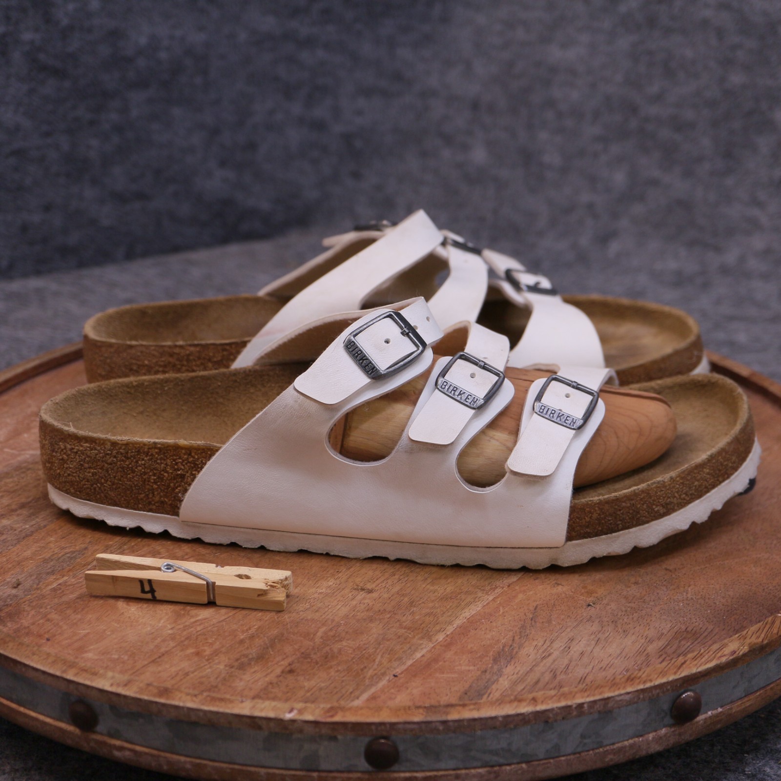 Birkenstock Florida White Birko Flor Slides Sandals Men Size 42 US 9 Reg.