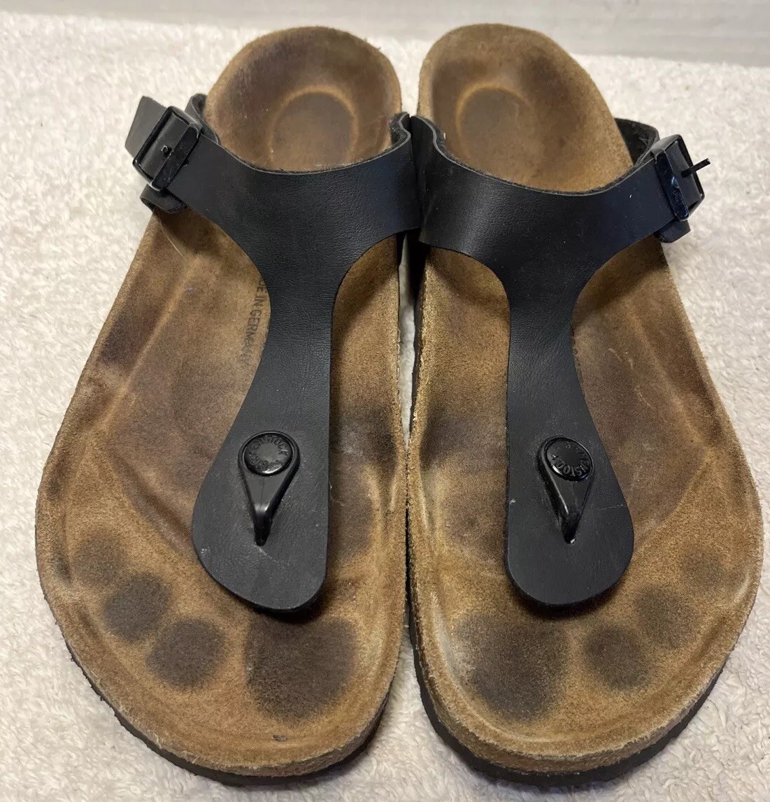 Birkenstock Gizeh Birko-Flor, Black, Size 39 W-8 – M-6