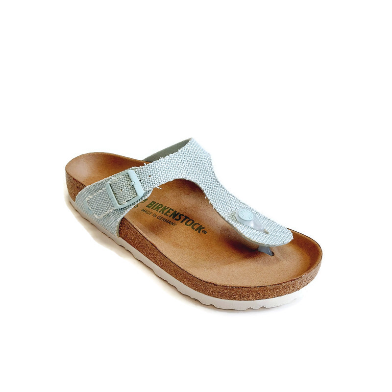 Birkenstock Womens 6-6.5 Gizeh Tex Rough Canvas Vegan Sandals EU 37 Surf Green
