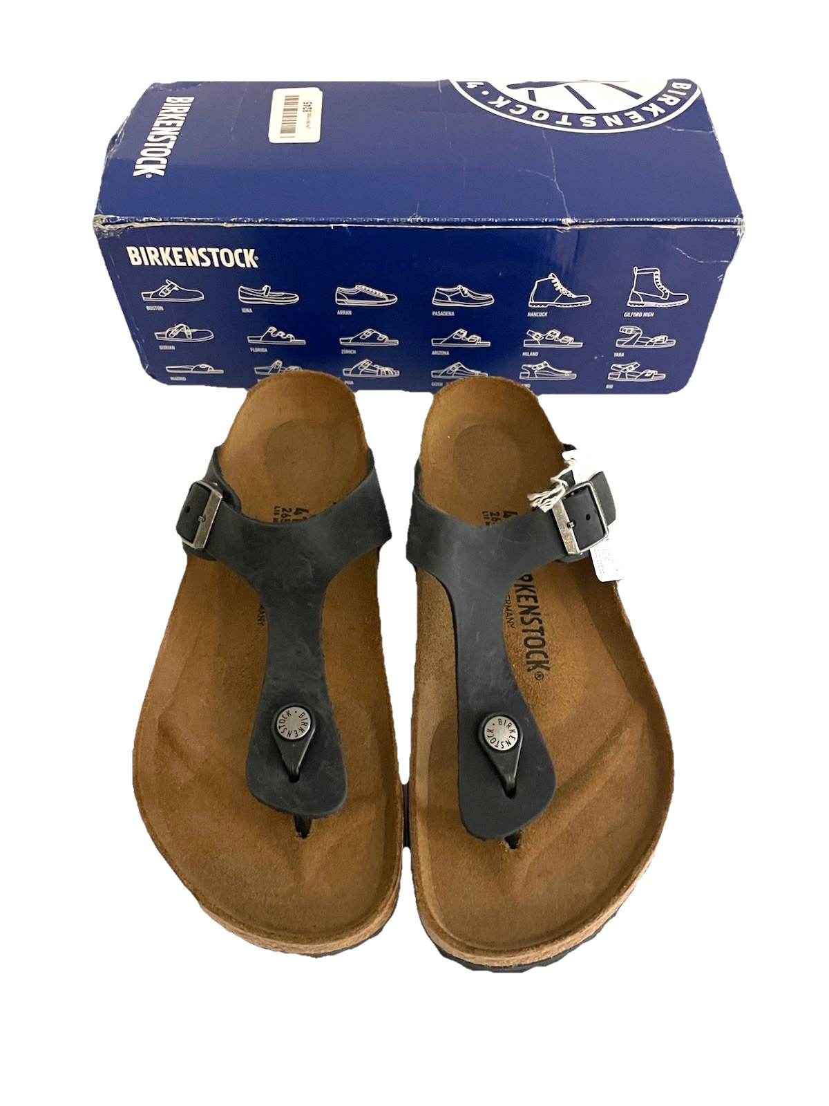 Birkenstock Gizeh Sandals Womens 10 Mens 8 EUR 41 Black Nubuck NIB Regular Fit