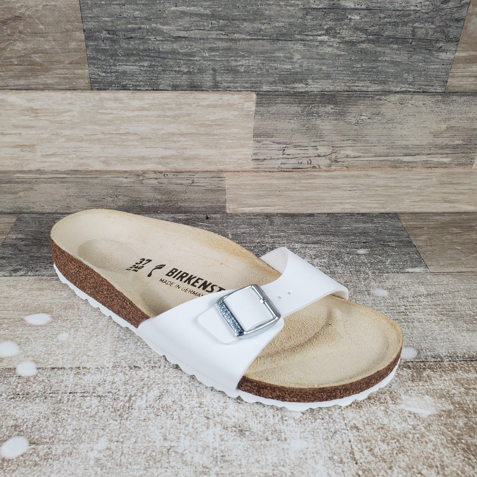 Birkenstock Madrid BS Slide Sandals Womens Sz 6 Narrow White Leather Open