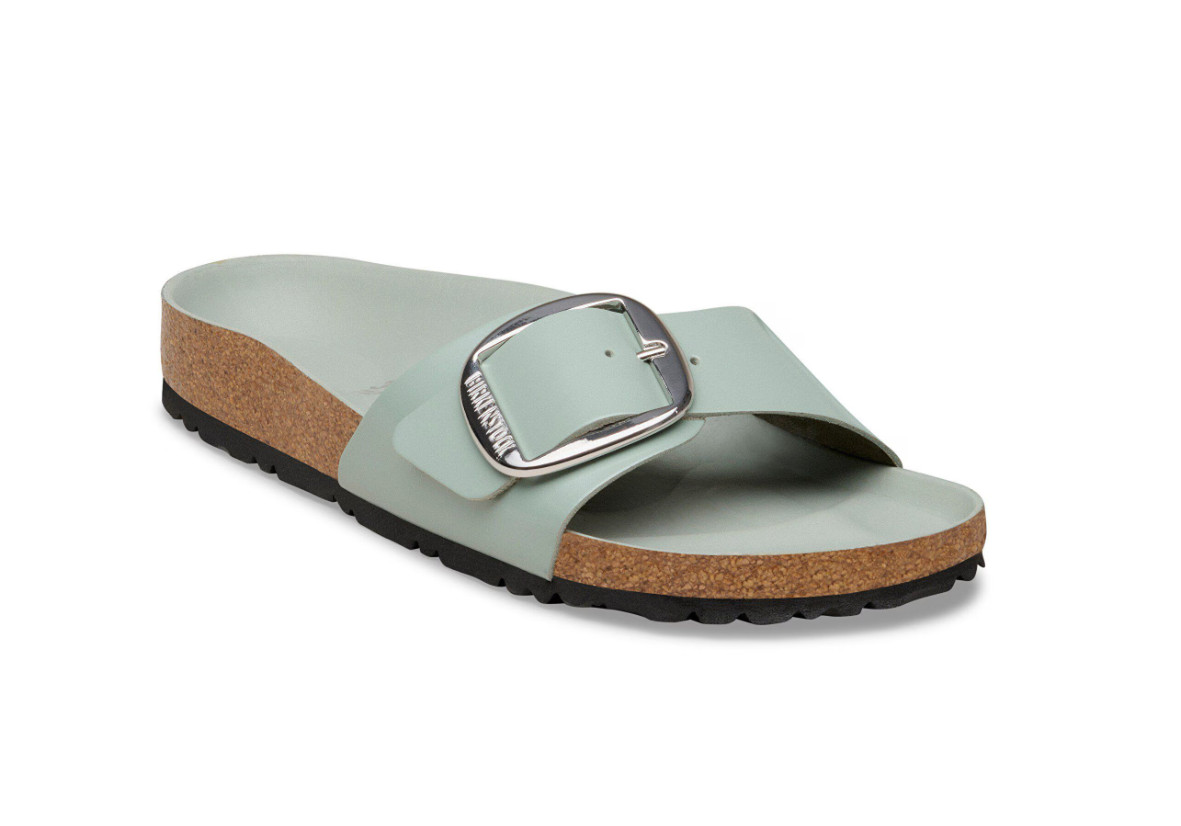 Birkenstock Madrid Big Buckle Leather Patent Medium/Narrow Shine Pure Sage Color