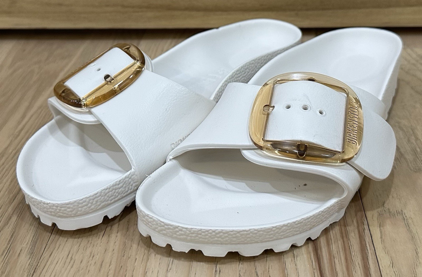Birkenstock Madrid Big Buckle EVA White Sandals Women Size US 8-8 1/2 EU 39