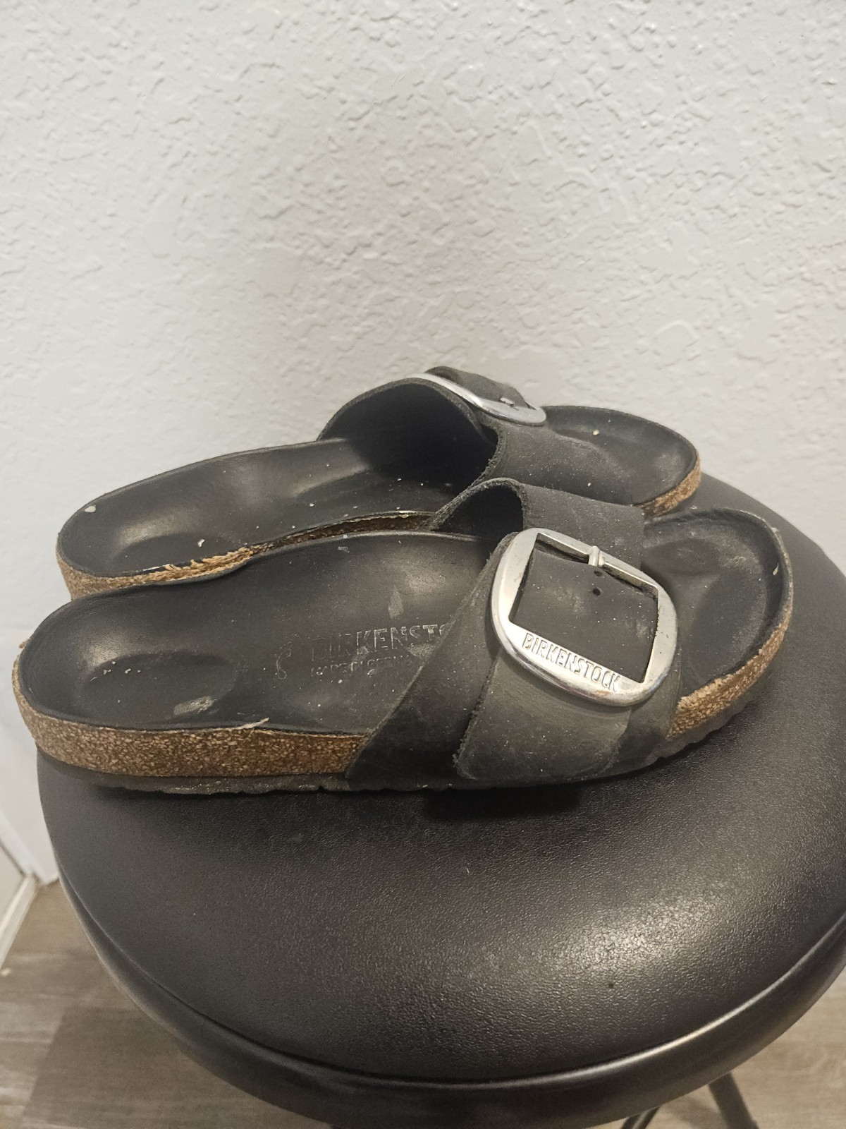 Birkenstock Madrid Big Buckle Natural Leather Black Women’s Size 39 US 8.5
