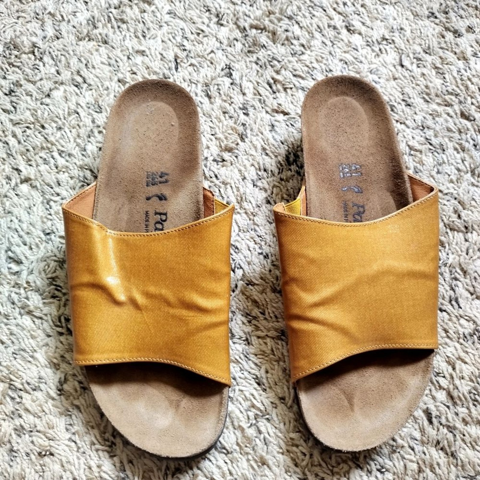 BIRKENSTOCK Papillio Amber Textile Glossy Ochre Mule Slides Slip-on Sandals 10,5