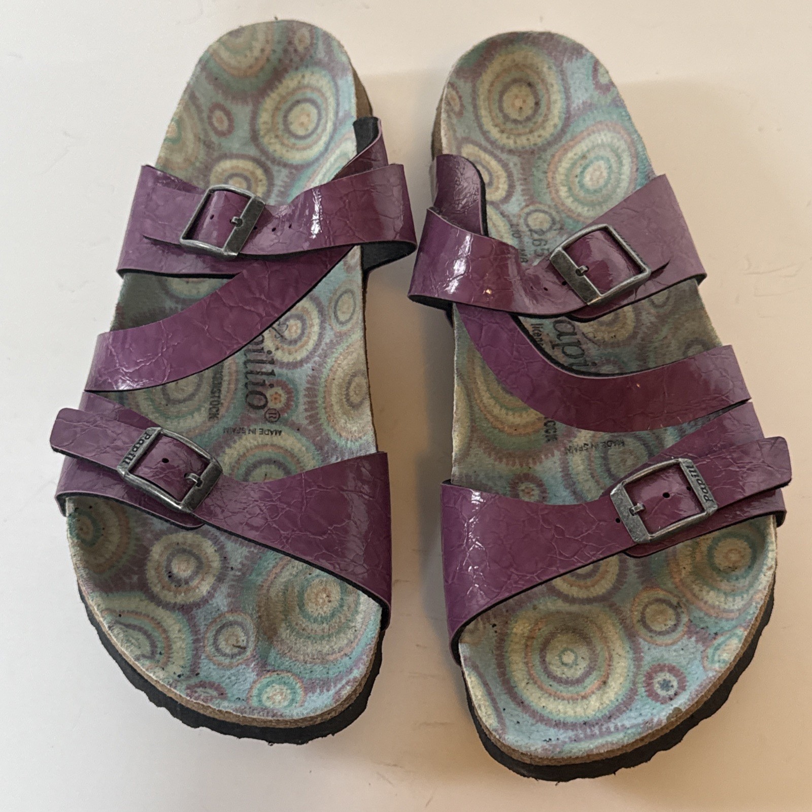 Papillio Birkenstock Salina Slide Sandals 41 US 10 Purple Leather Viola 371233