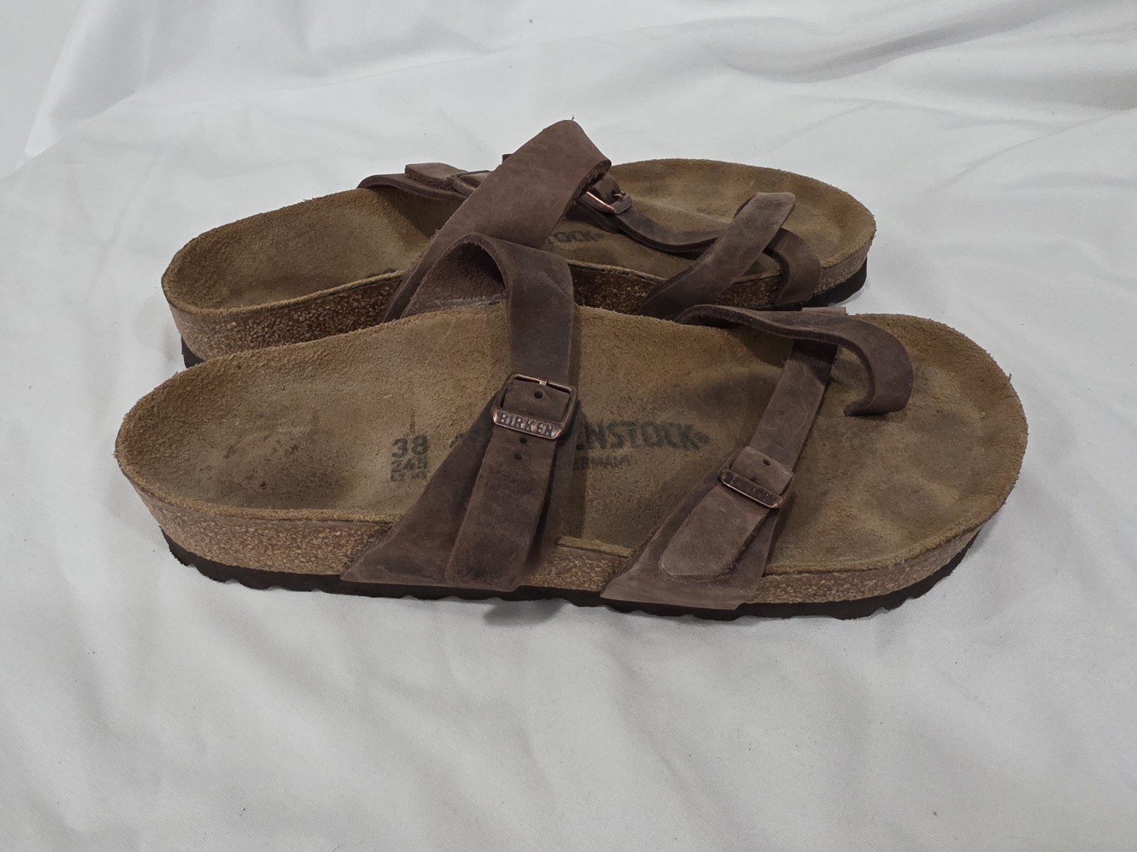 Birkenstock Mayari Sandals Mocha Oiled Leather Toe Loop Women Size 38. 7