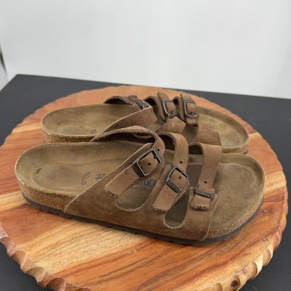 Birkenstock Florida sandals oiled leather three-strap slides 37 6 regular width