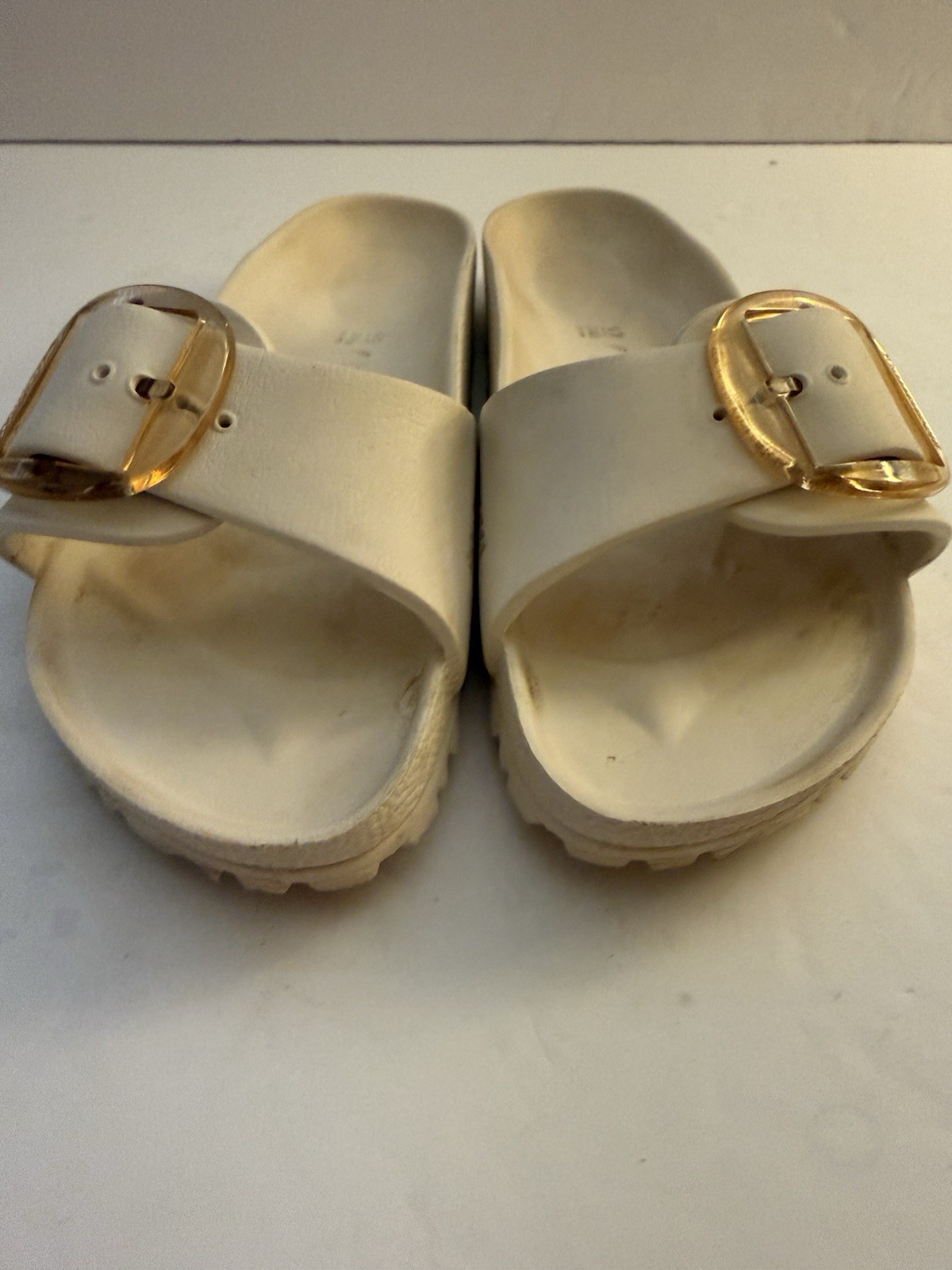 Birkenstock Madrid Big Buckle EVA Womens 6 Cream Beach Outdoor Sandals 37 Nice!