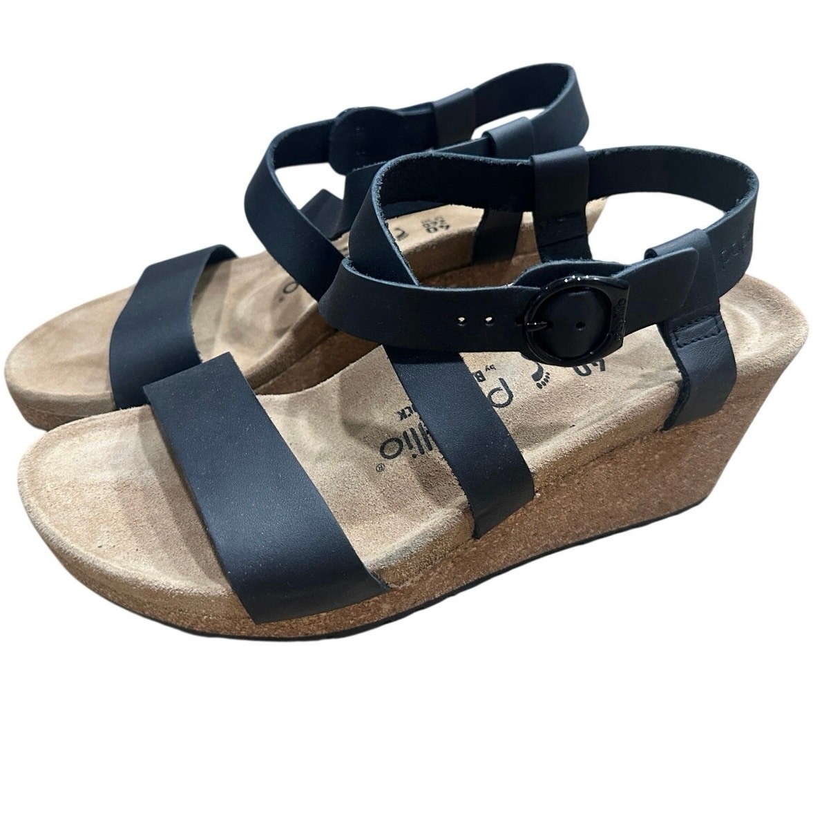 NIB Birkenstock Papillio Sybil Ring Buckle Black Leather Sandals Size 40 / US 9
