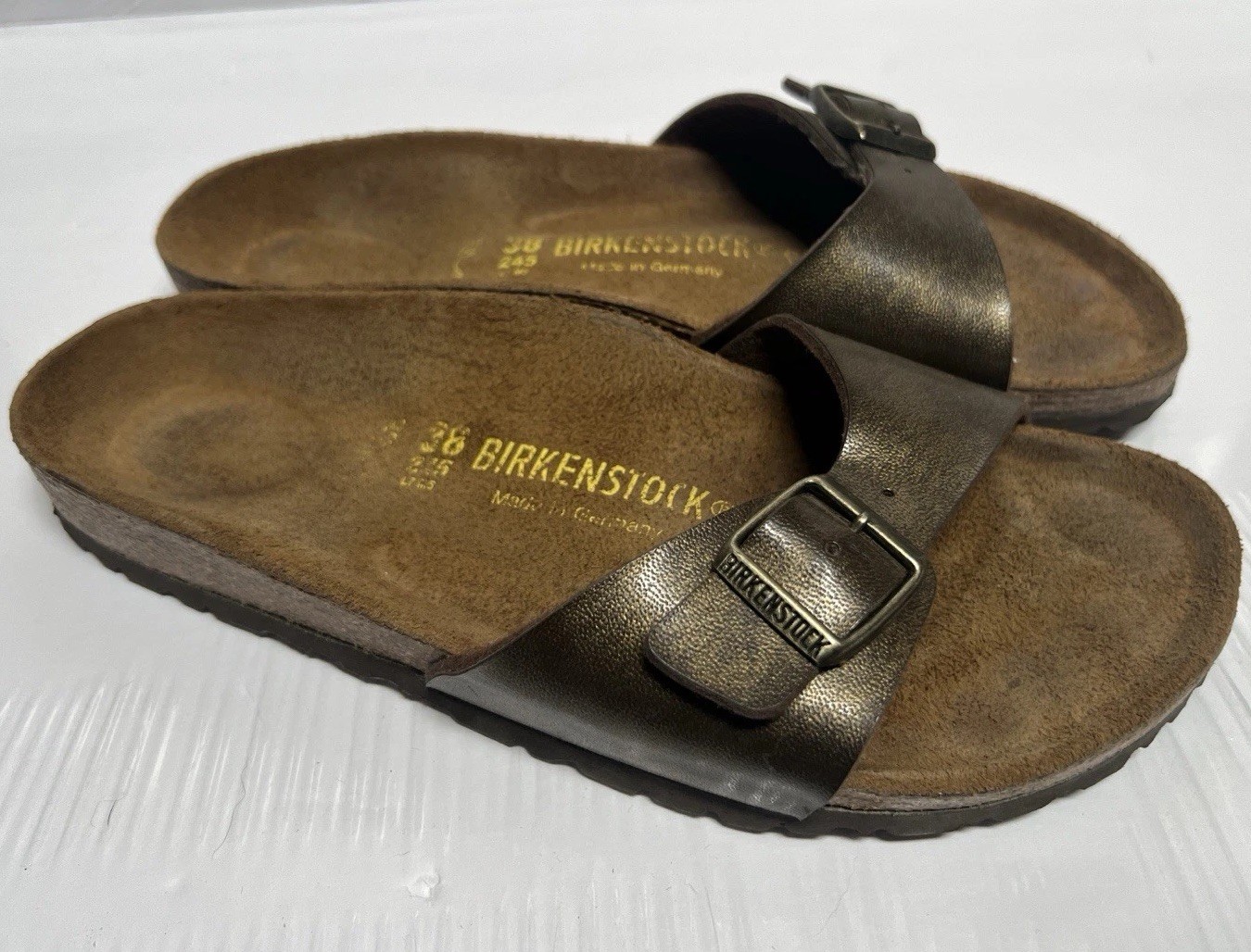 BIRKENSTOCK Leather MADRID Birko-Flor Slide Sandal MOCHA 38/7