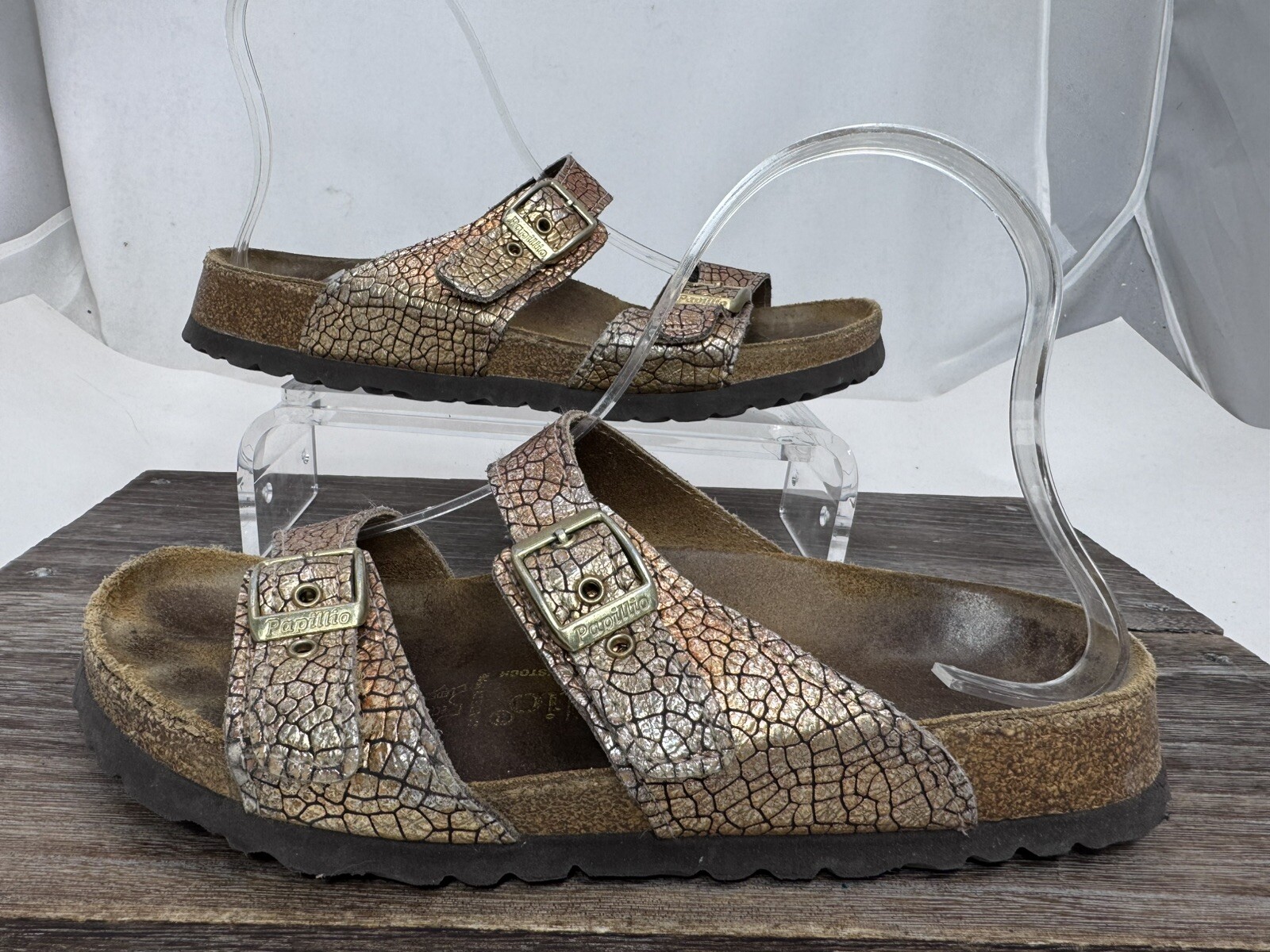 Birkenstock Papillio Metallic Sandals Sydney Bronze Textured 37/6 Women’s