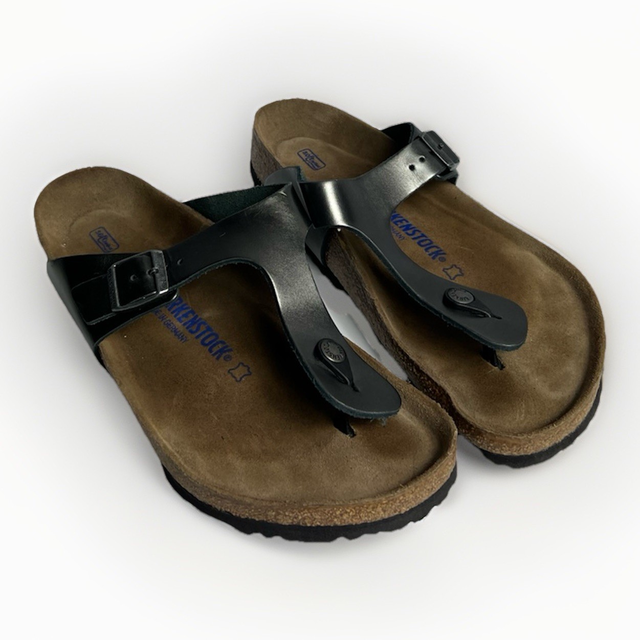 Birkenstock Gizeh Metallic Black Leather Sandals Men US 10