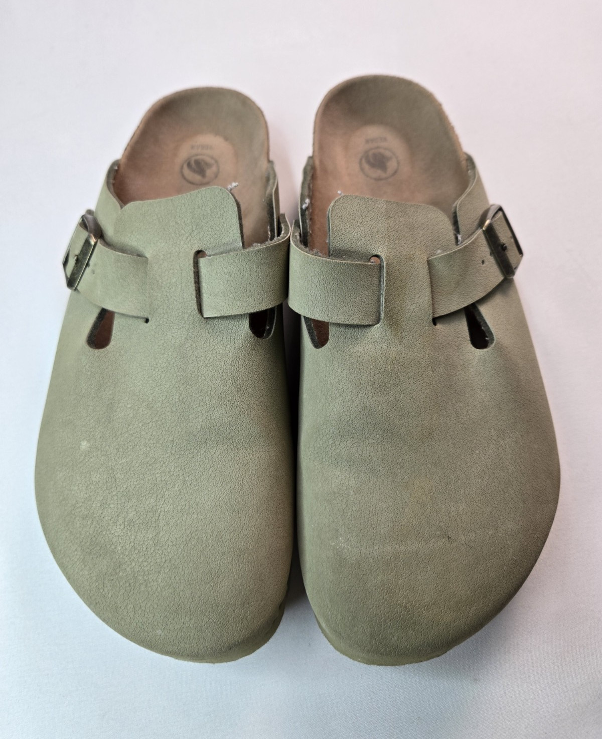 Birkenstock Boston Khaki Vegan Leather Clog Sandals 40 260 L9 M7 Mens 7 Womens 9