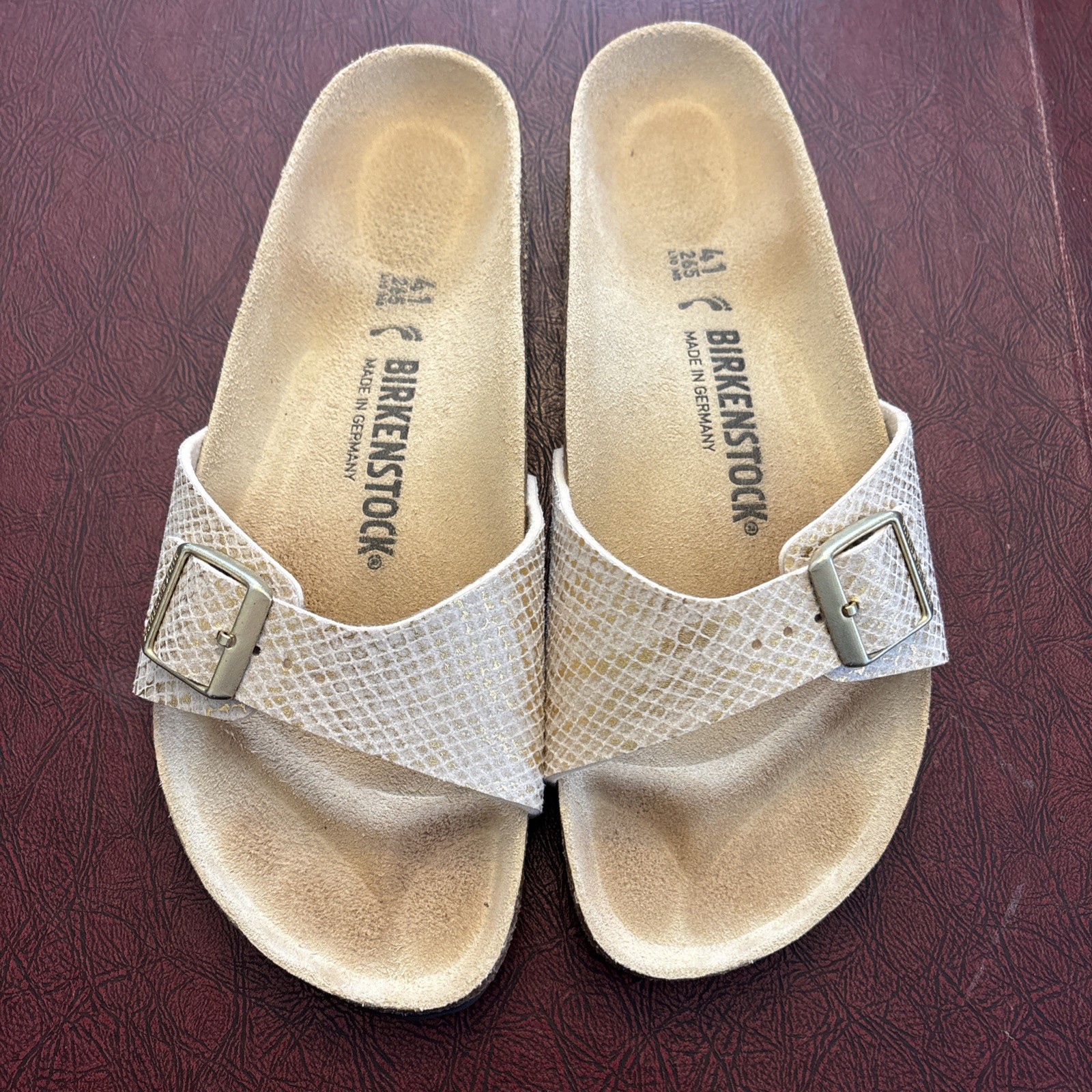 Birkenstock Madrid Sandals 41N Cream and Gold