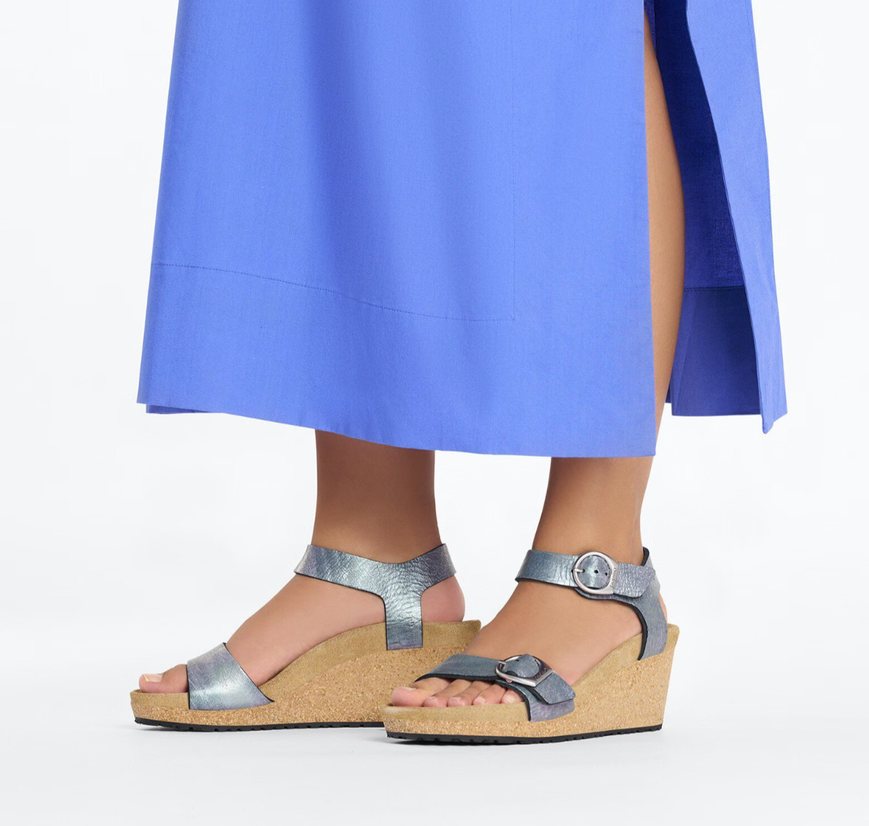 Birkenstock Papillio Soley Ring Buckle Sandal Metallic Black Wedge EU 41 US 10