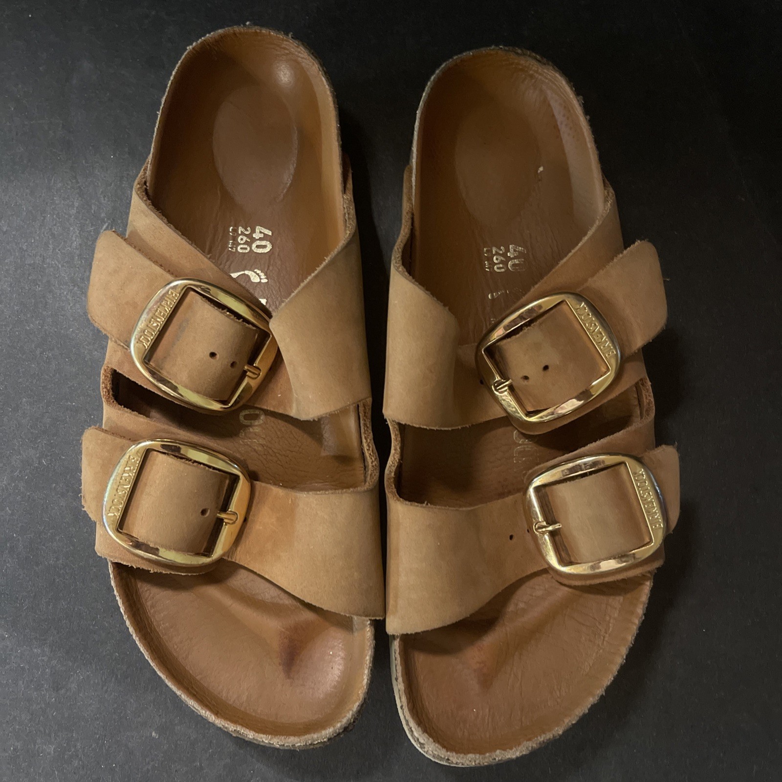 Birkenstock Arizona Big Buckle Women’s Leather Sandal – Cognac, 9N US/40N EU