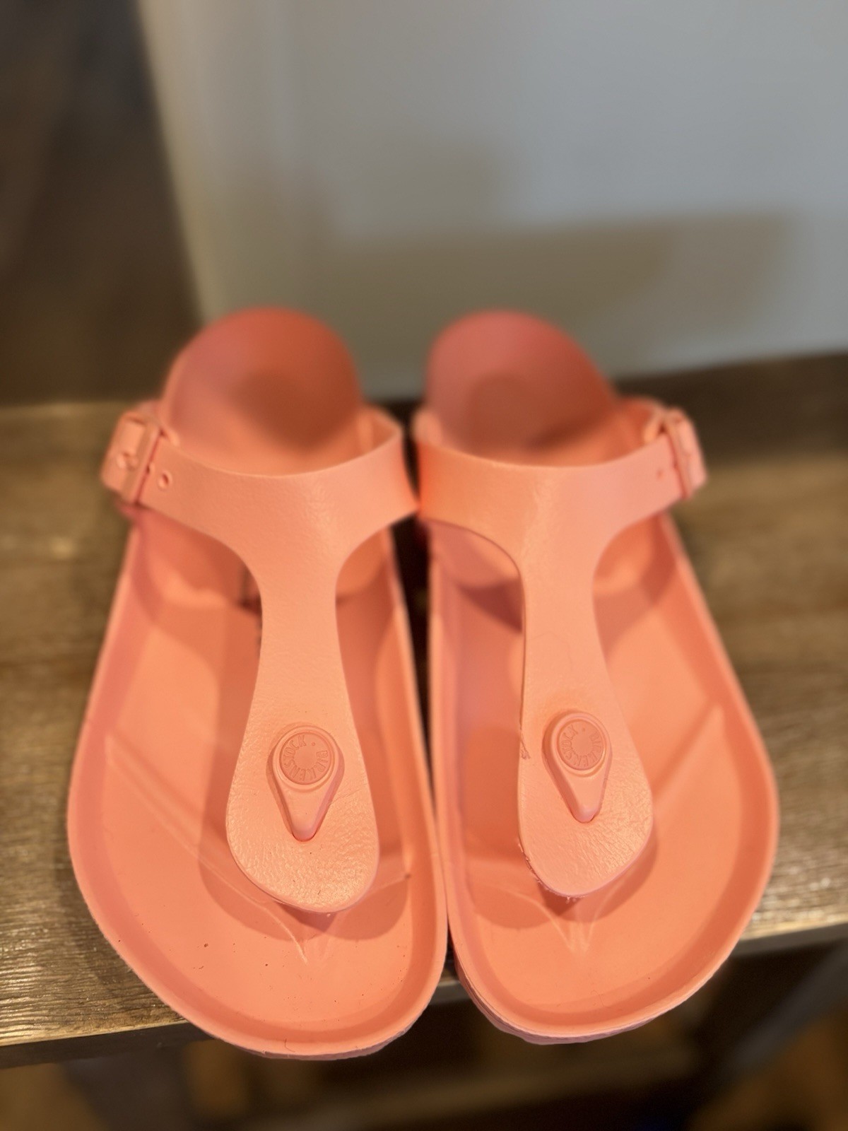 Birkenstock Gizeh Coral Peach EVA Regular Width Size 38 EUC