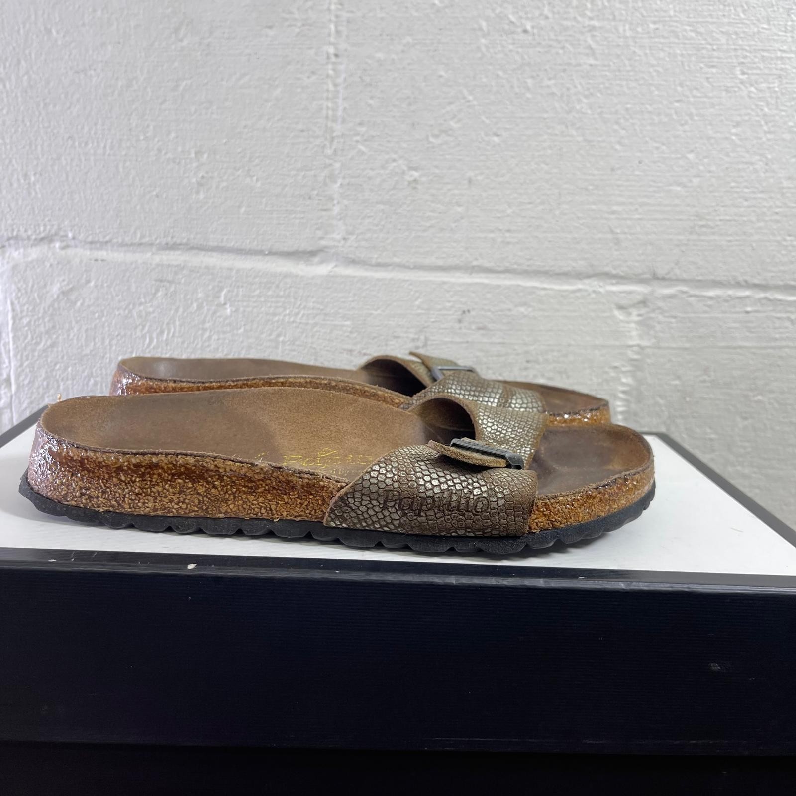 Birkenstock Papillio Madrid Gold Leather Sandals Slide Slip On Women’s Size 41 N