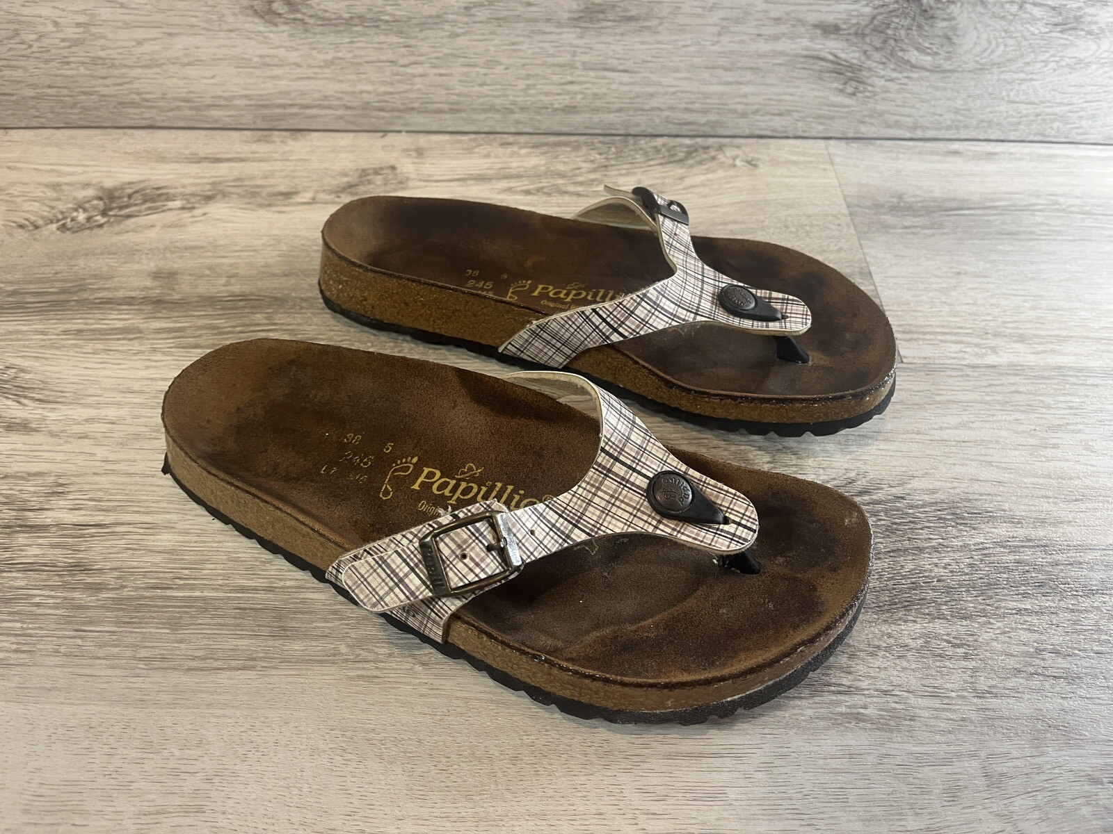 Birkenstock Gizeh Womens Flip Flop Sandals 38 Leather Thong Papillio