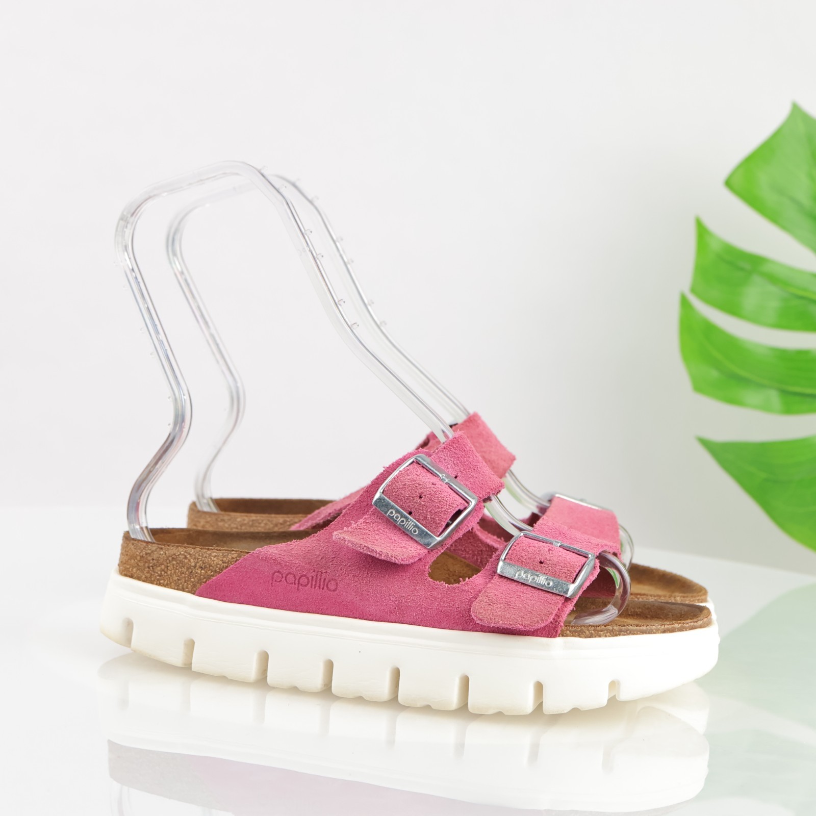 Birkenstock Papillio Womens Arizona Chunky Sandals Size 39 8 Pink Platform Slide