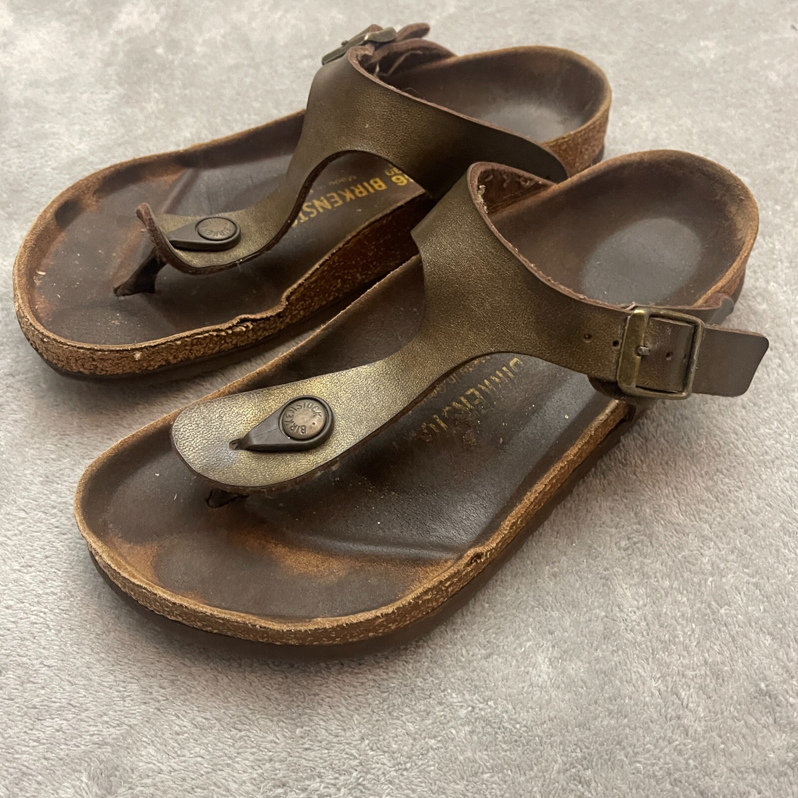 Birkenstock Gizeh Women’s Sandals 5.5 EU 36 Brown Leather T-Strap Slip On Thong