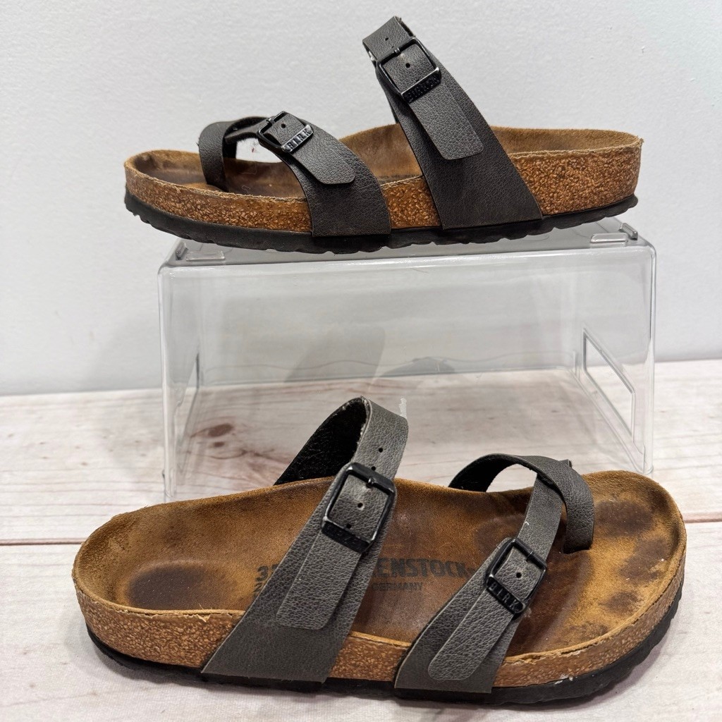 Birkenstock Mayari Burko-Flor Gray Thong Sandals Comfy Boho Hippie Size 37/ 6.5